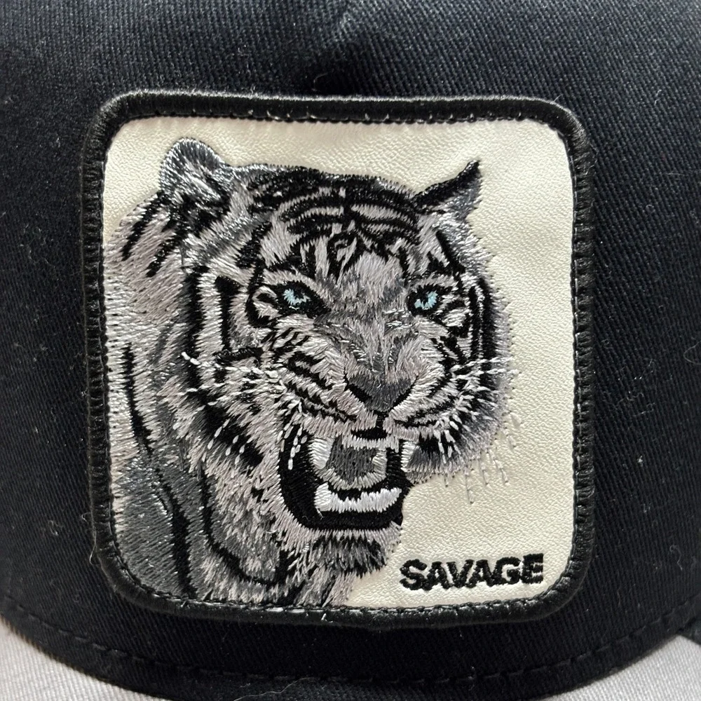 Goorin Bros Trucker Hat Mens OS The Farm Savage Tiger Black Grey EUC